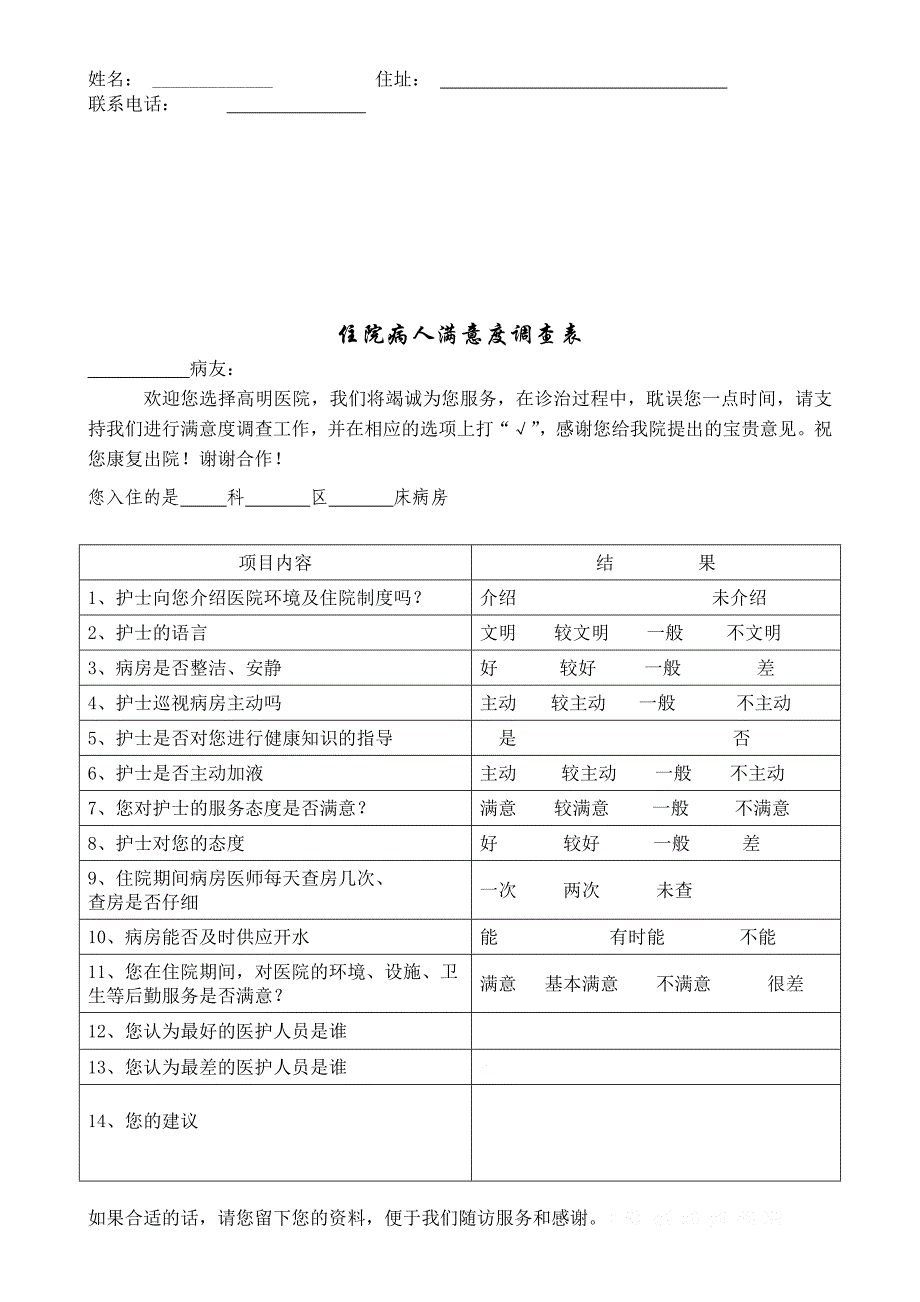 住院病人满意度表.doc_第2页