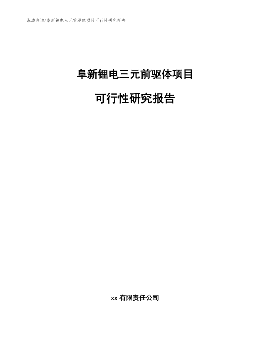 阜新锂电三元前驱体项目可行性研究报告【范文参考】_第1页