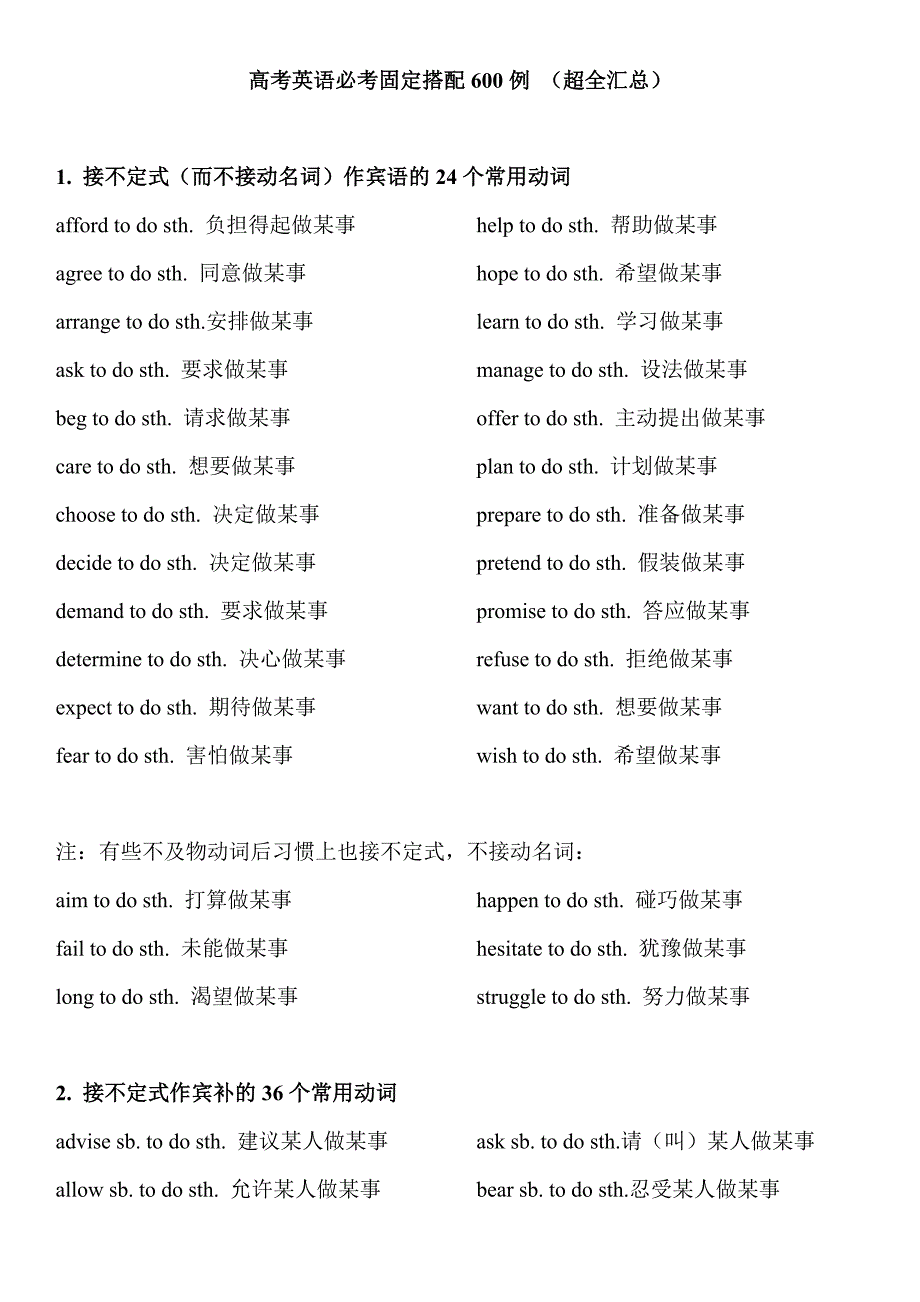 高考英语固定搭配600例超全汇总.docx_第1页
