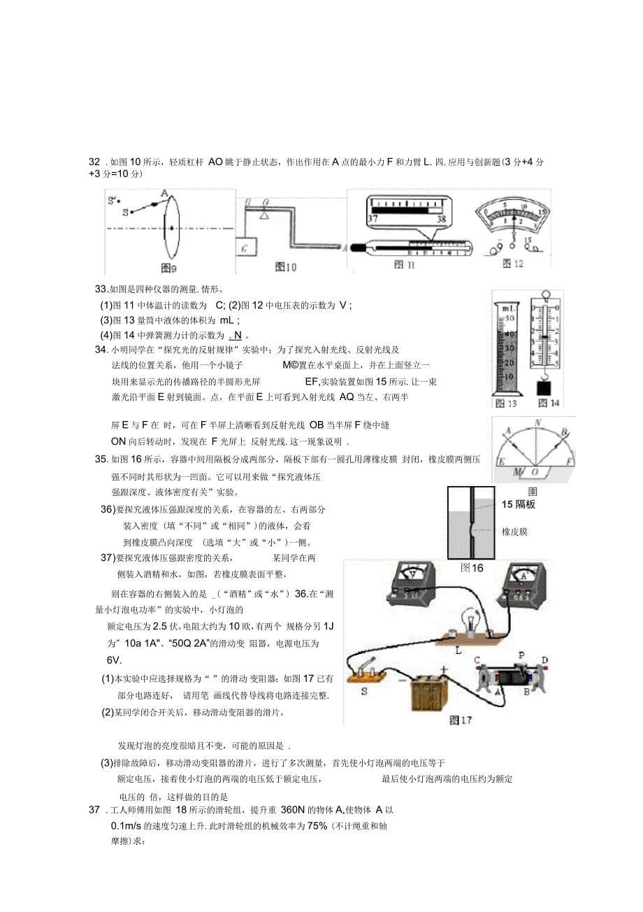 中考适应性考试综理试题_第5页