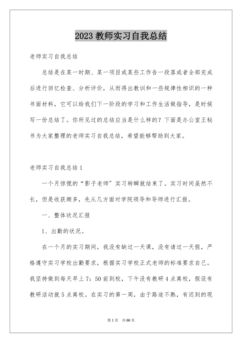 2023教师实习自我总结范文.docx_第1页