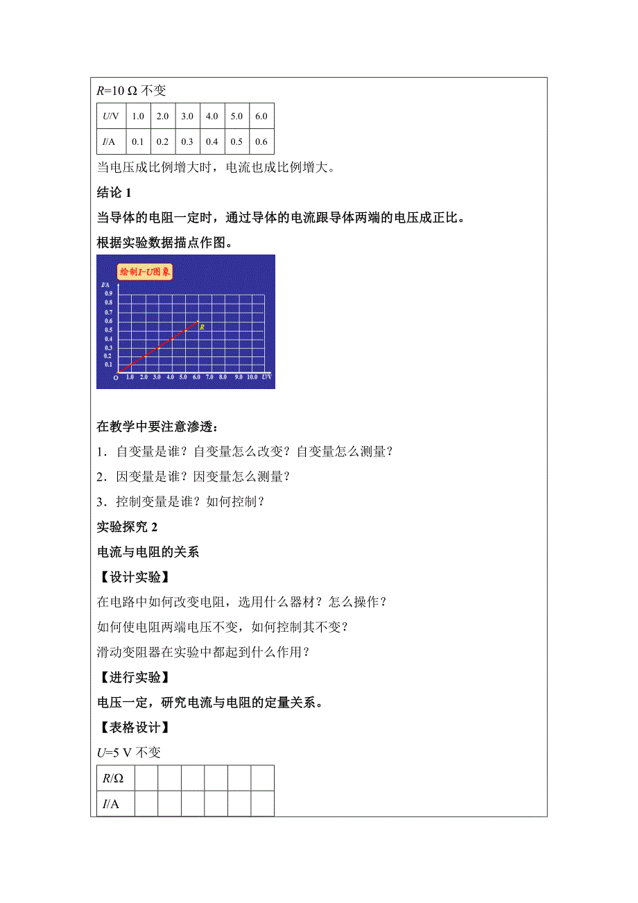 电流与电压和电阻的关系教学设计_第4页