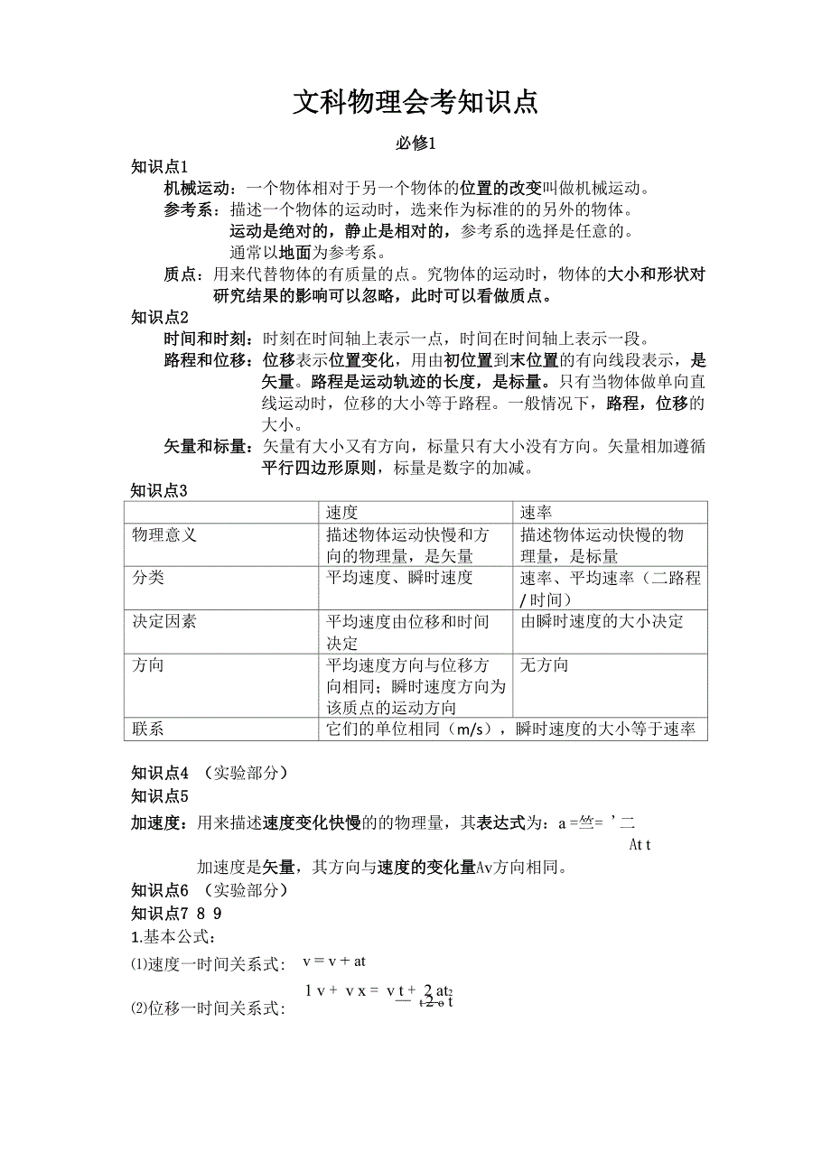 文科物理会考知识点_第1页