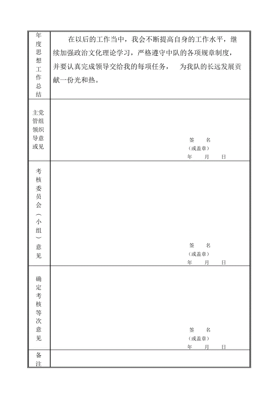 地质队技术人员及管理层年度考核表年度考核登记表_第3页