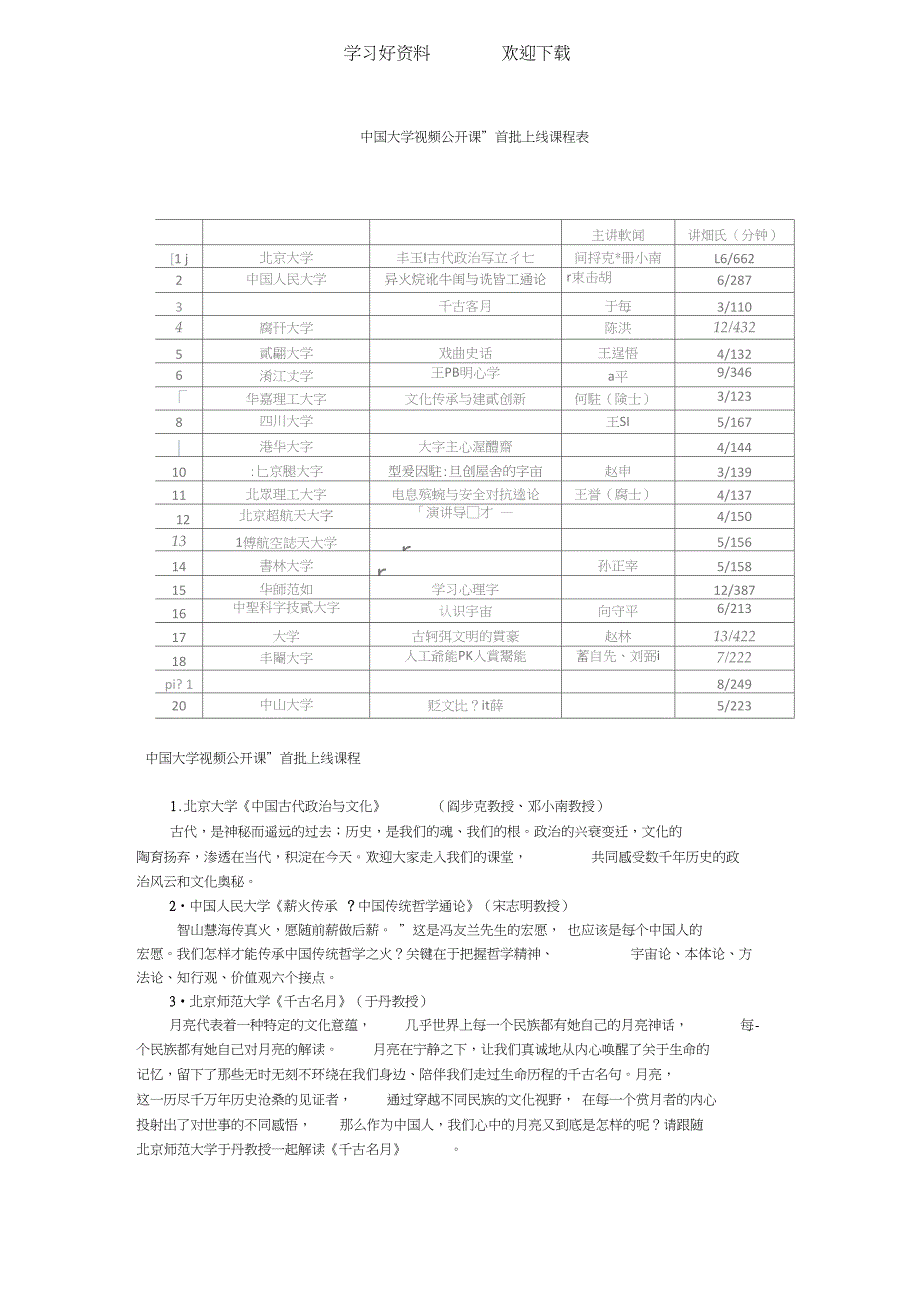 中国首批大学公开课_第1页