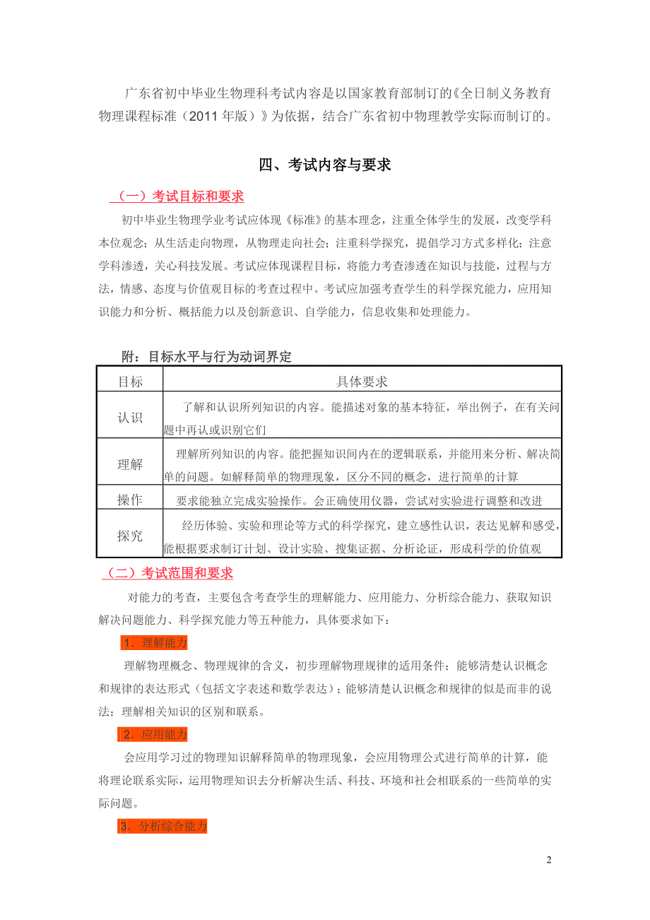 2019年广东中考考试大纲&#183;物理_第2页