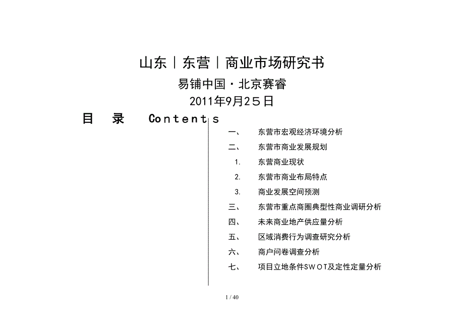 山东东营市商业市场调研_第1页
