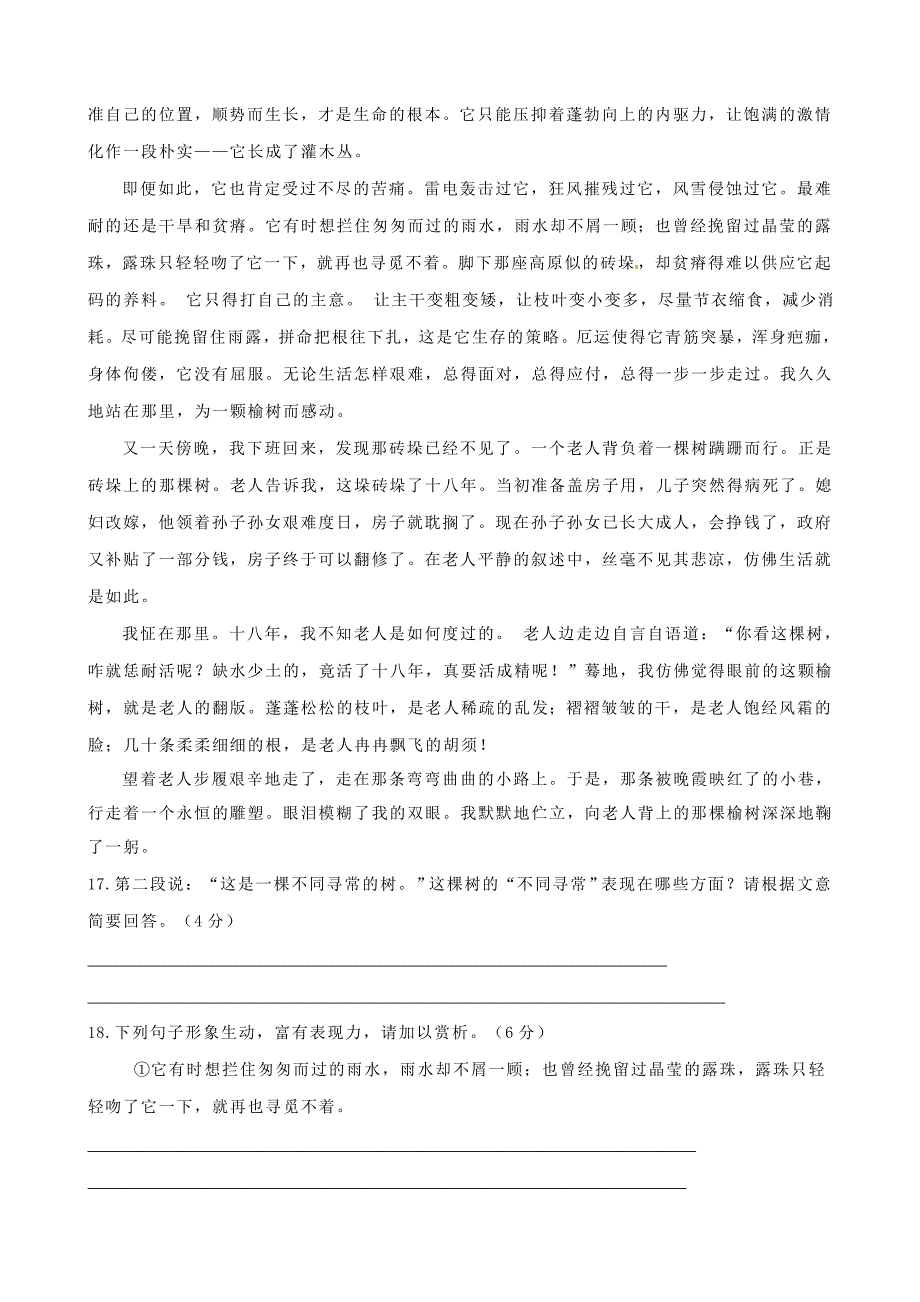 甘肃省兰州市兰炼一中2011届九年级语文上学期期末考试_第4页