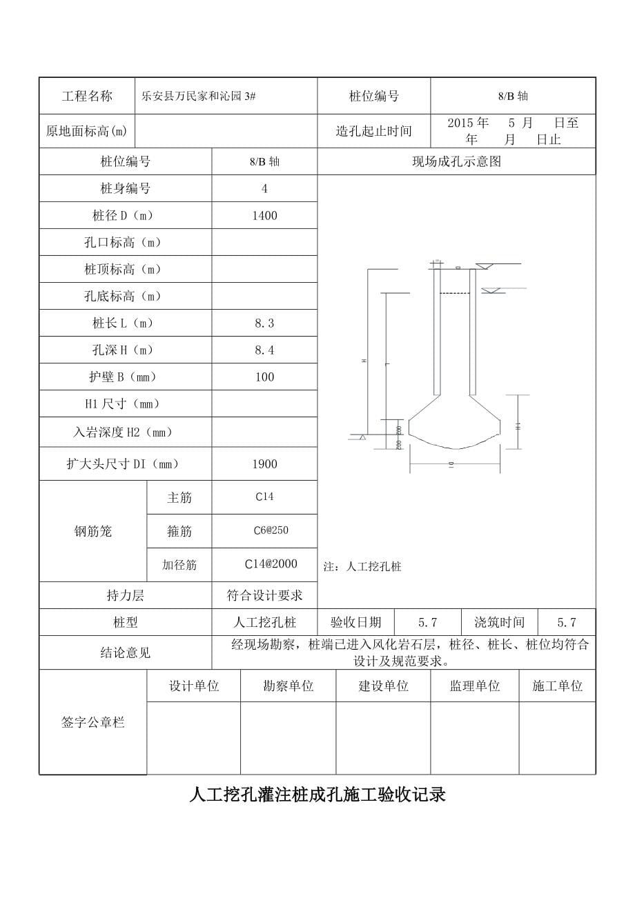 [终稿]3 人工挖孔灌注桩成孔施工验收记录_第5页