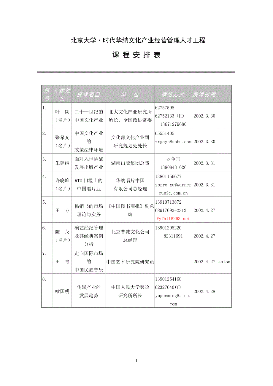 北京大学时代华纳文化产业经营管理人才工程.doc_第1页