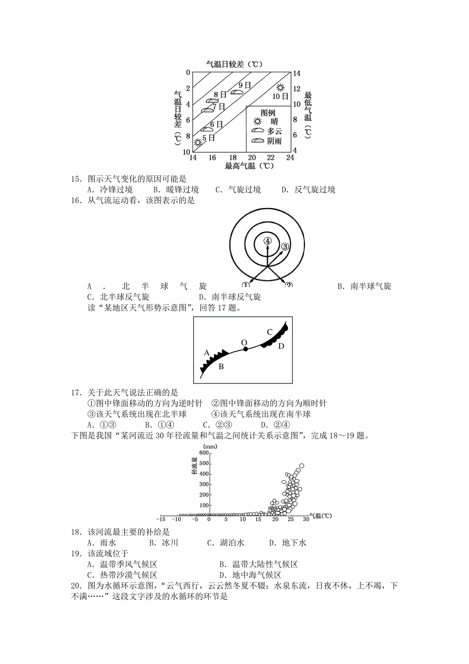 吉林省吉林市第一中学2015-2016学年高一地理11月月考试题_第4页