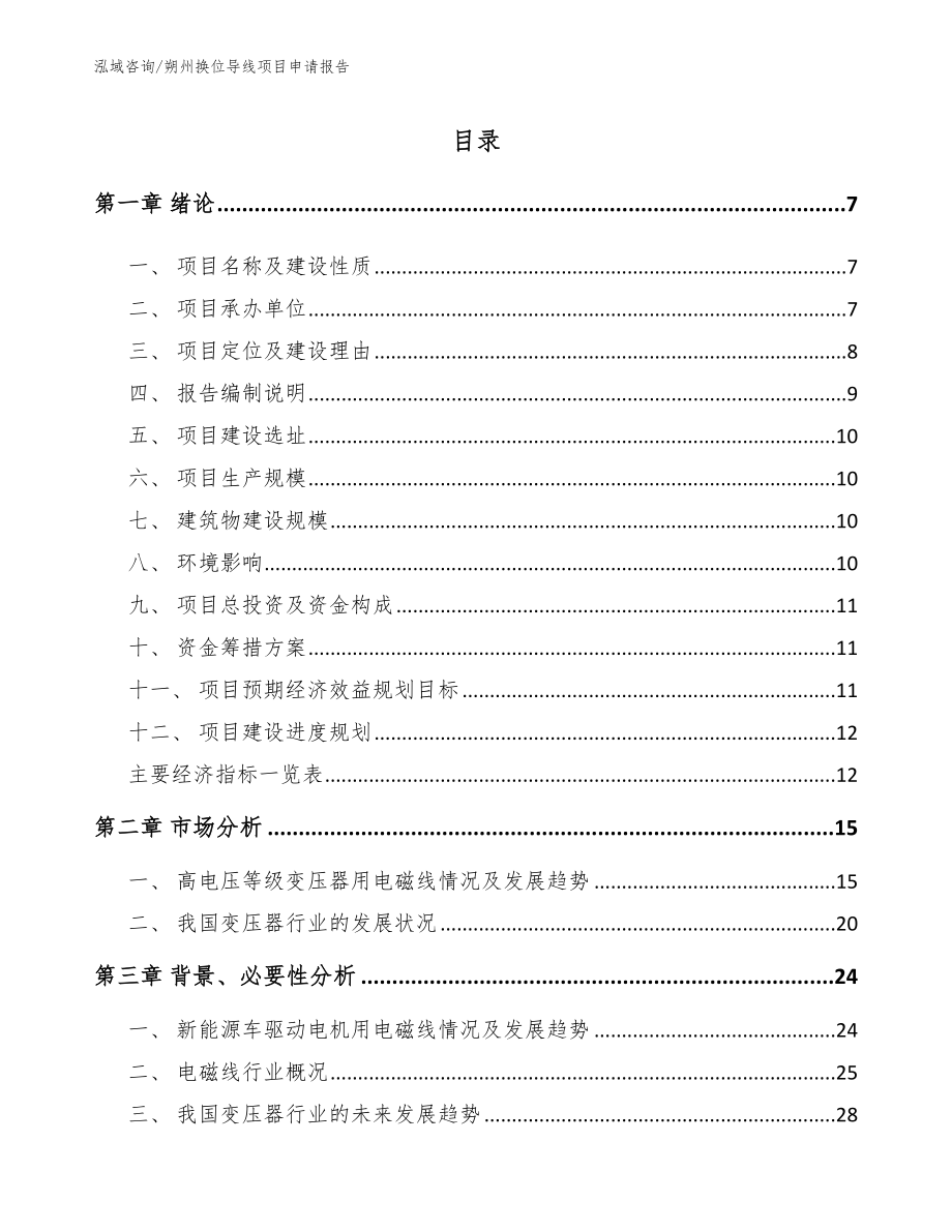 朔州换位导线项目申请报告模板_第1页