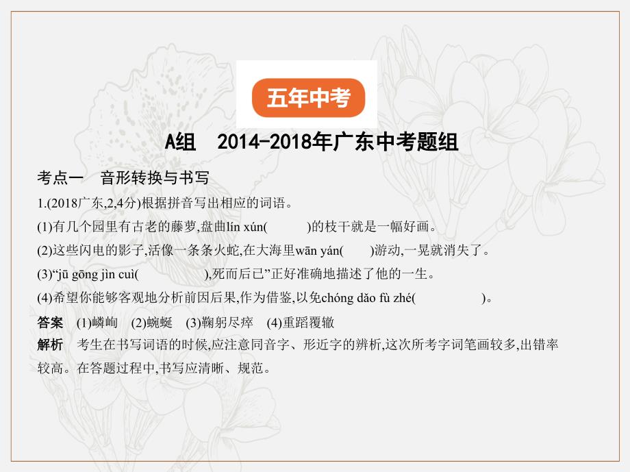 广东地区中考语文总复习第一部分积累与运用专题二识字与写字试题部分课件2_第2页