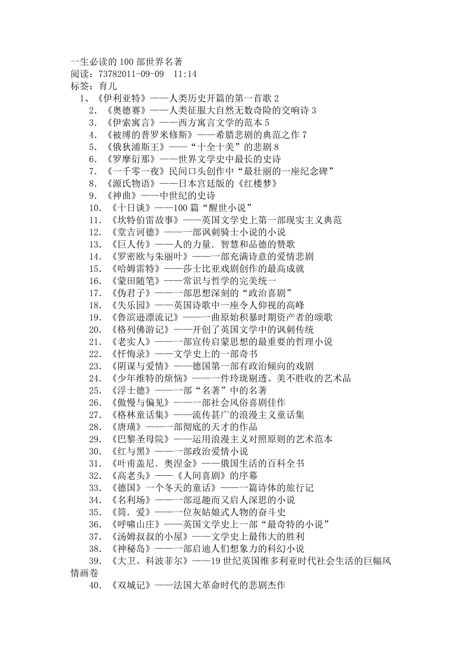 一生必读的100部世界名著_第1页