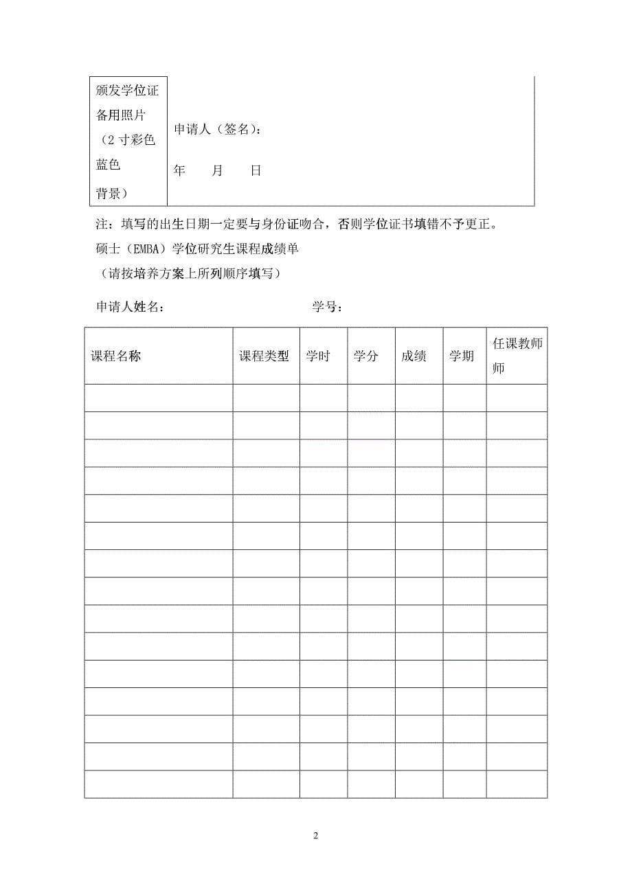 硕士学位申请及评定书_第5页