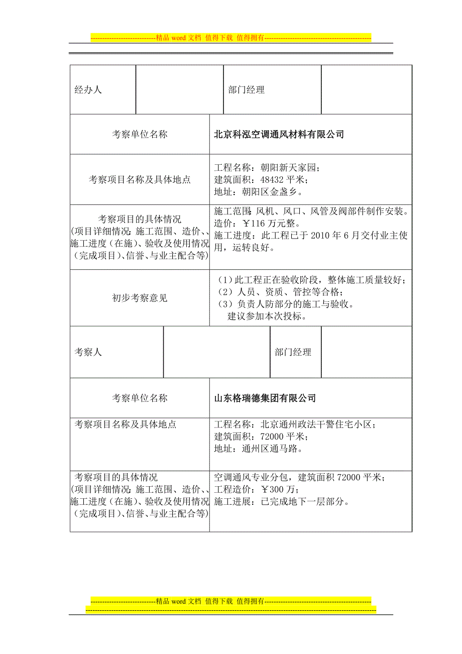 北京昊坤嘉业房地产有限公司考察表(范).doc_第2页