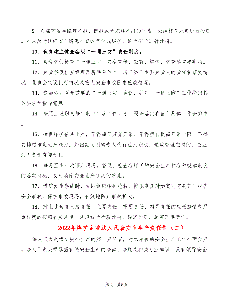 2022年煤矿企业法人代表安全生产责任制_第2页