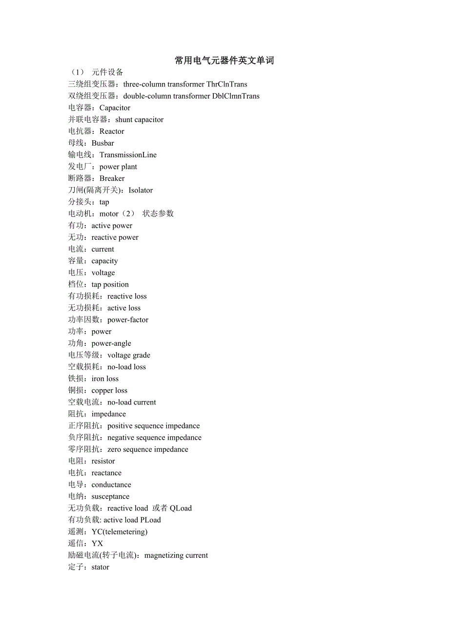 常用电气元器件英文单词.doc_第1页