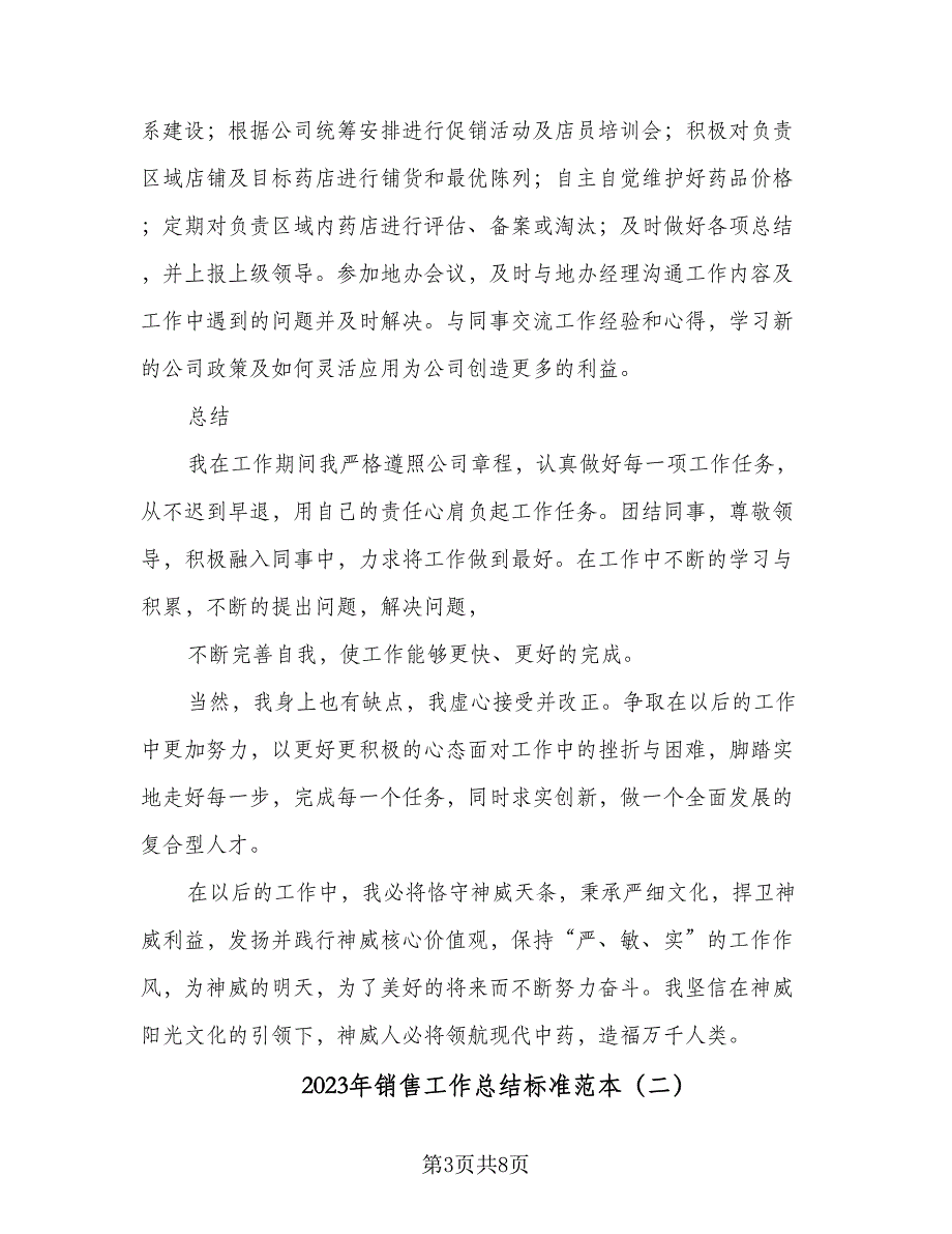 2023年销售工作总结标准范本（二篇）_第3页