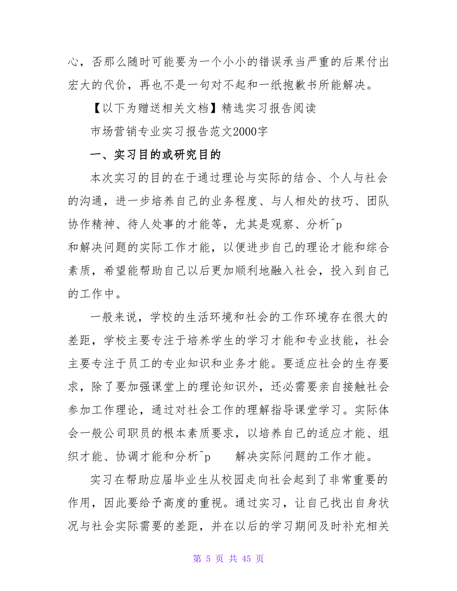 市场营销实习报告2000字范文_第5页