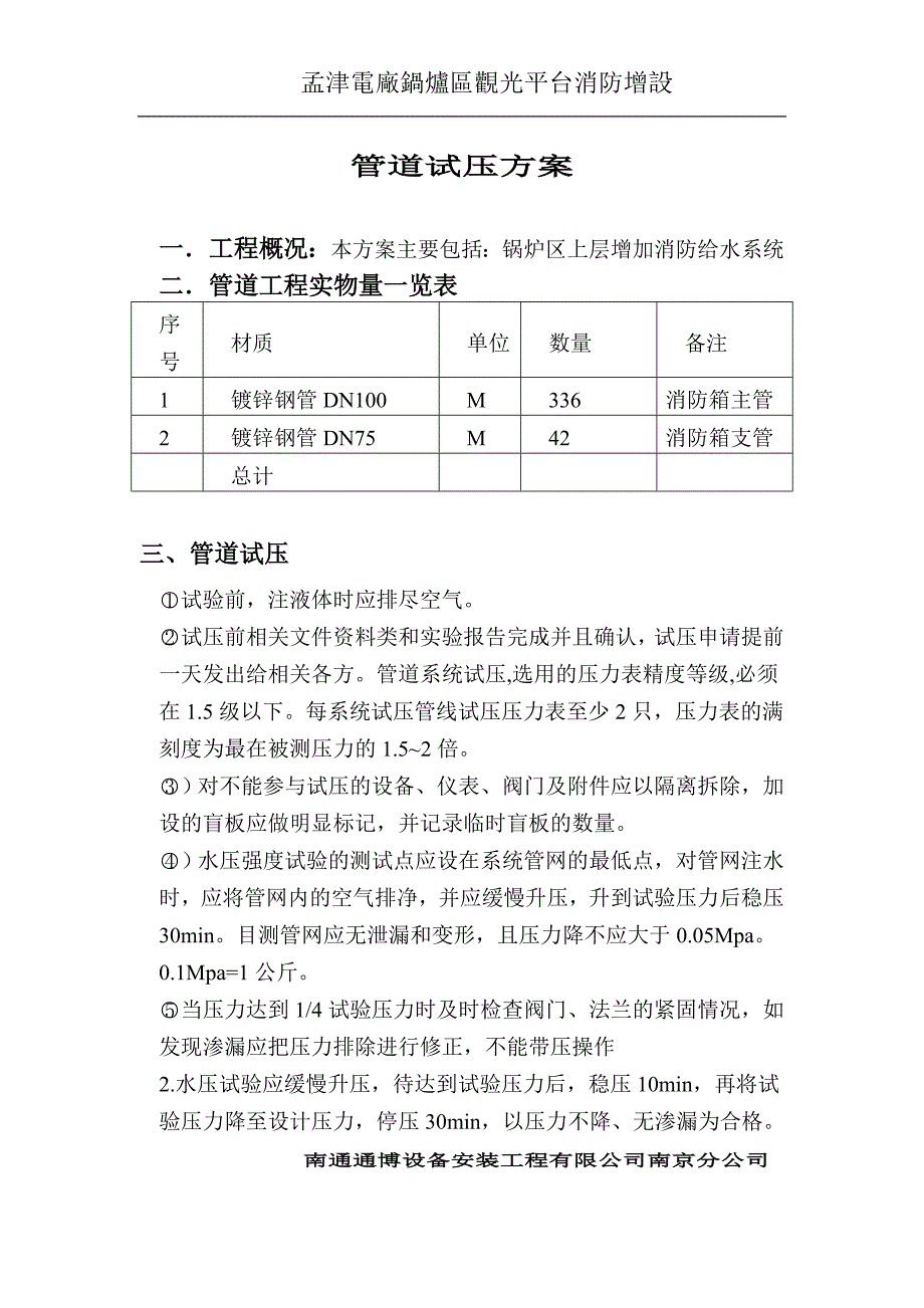 消防管道安装、试压方案.doc_第1页