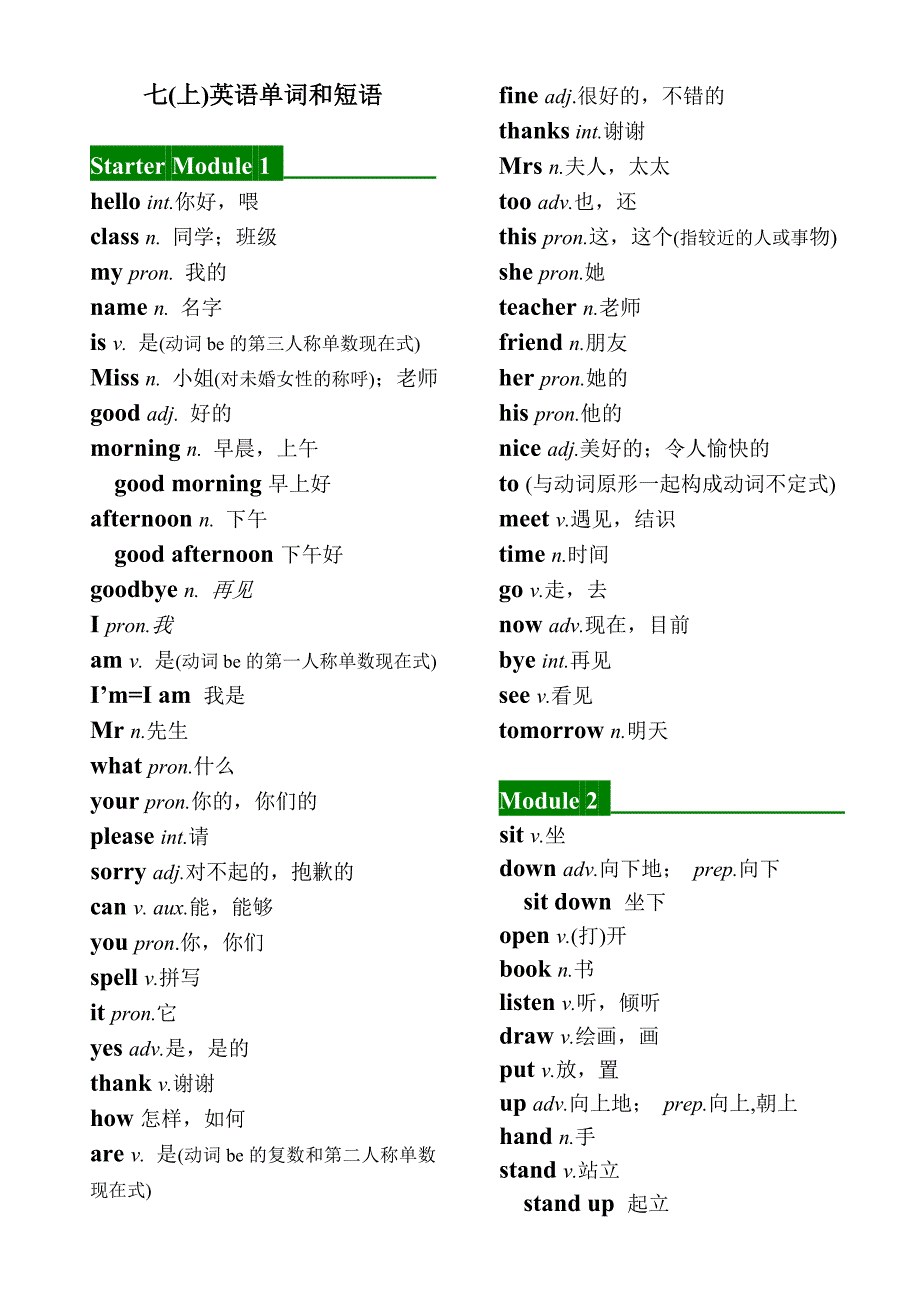 最新外延七年级上册单词_第1页