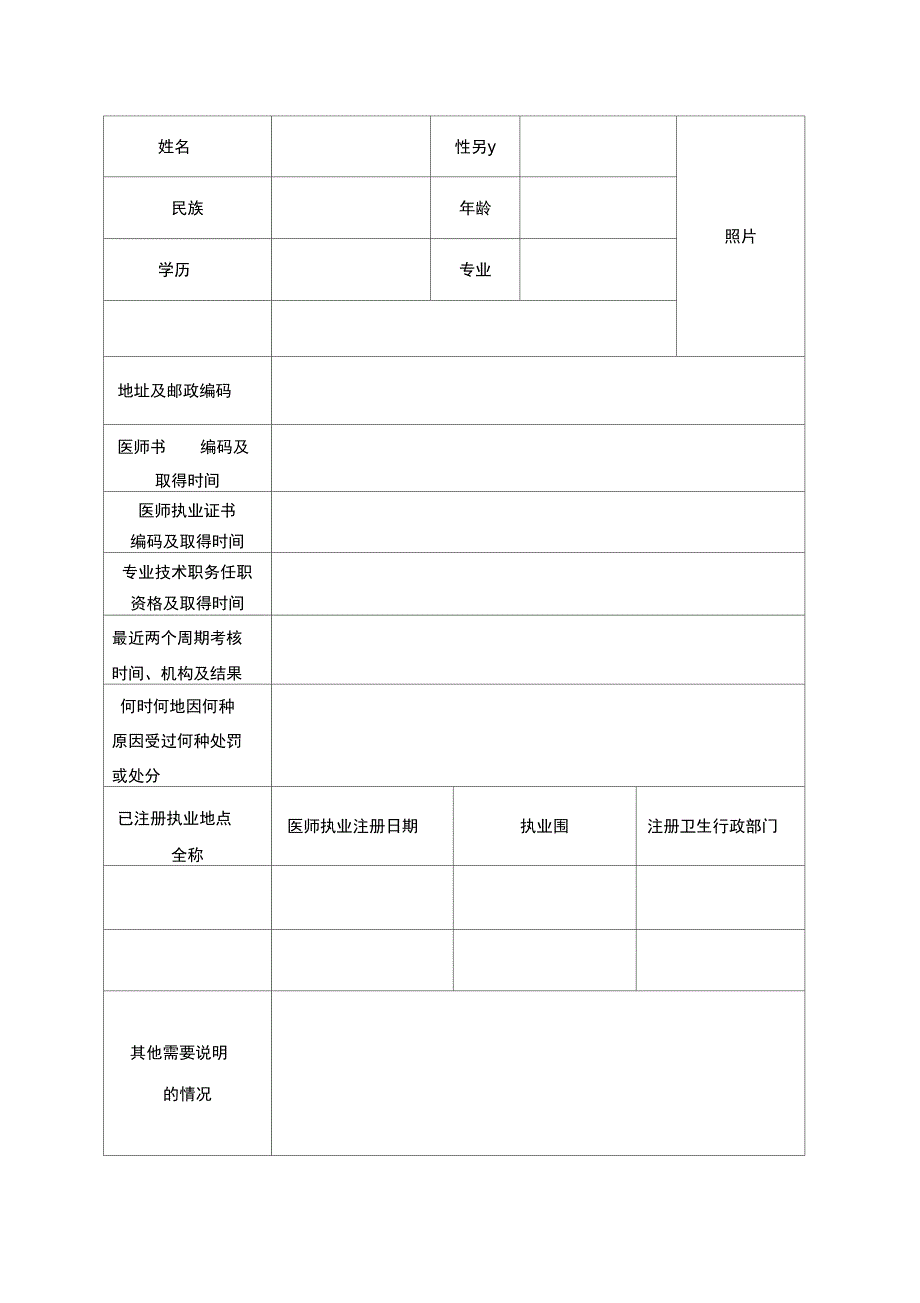 医师多点执业注册申请审核表_第3页