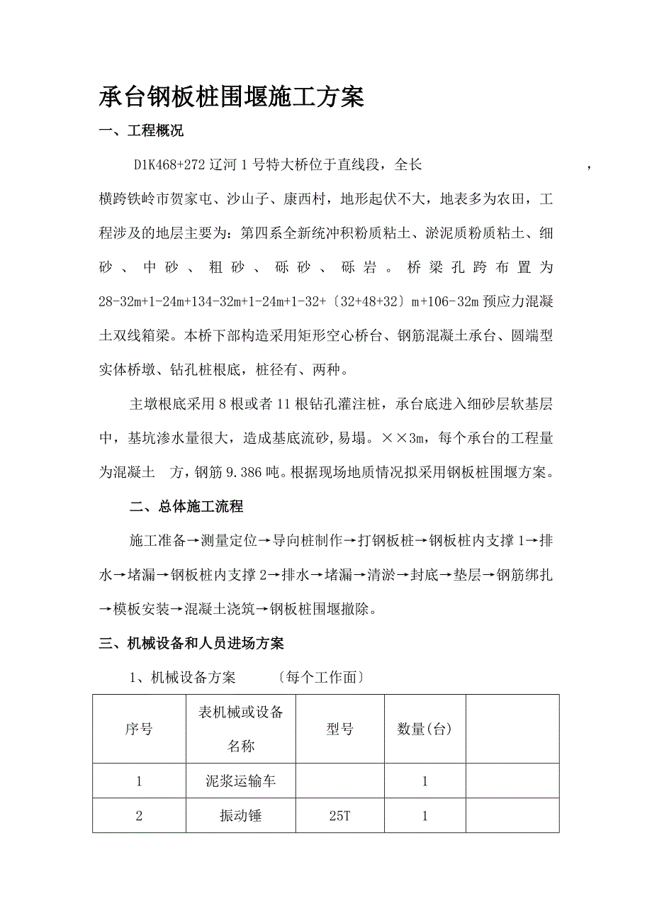 承台基坑钢板桩围堰施工方案_第1页