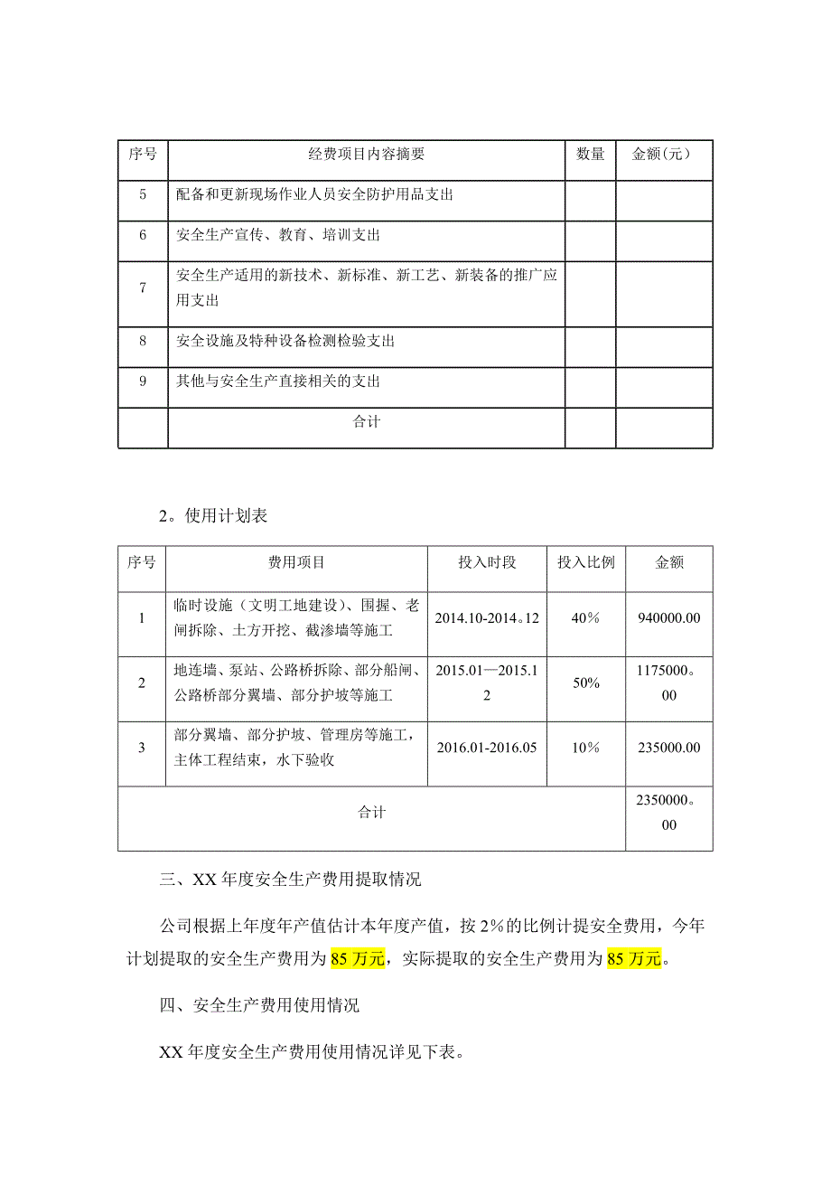 年度安全生产费用总结报告_第2页