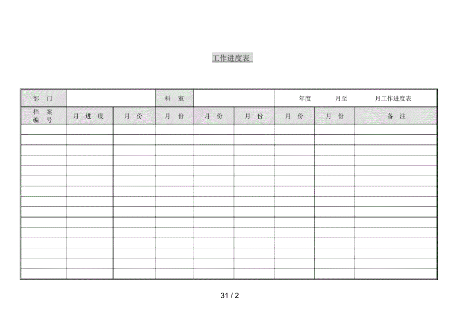 部门工作进度情况记录表_第1页