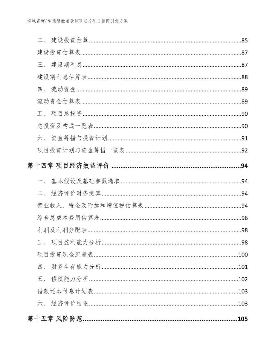 承德智能电表MCU芯片项目招商引资方案【模板范文】_第5页