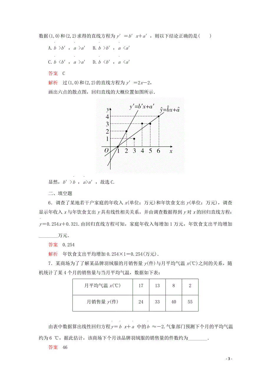 2019-2020学年高中数学 第三章 统计案例 3.1 回归分析的基本思想及其初步应用课后课时精练 新人教A版选修2-3_第3页