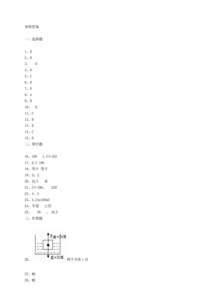 八年级物理浮力测试题含答案_第5页