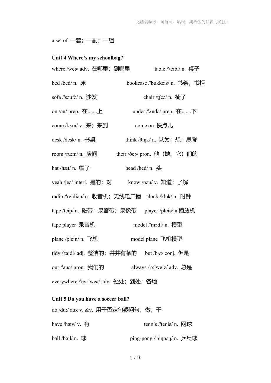 2014年新人教版七年级英语上单词表(有音标)_第5页