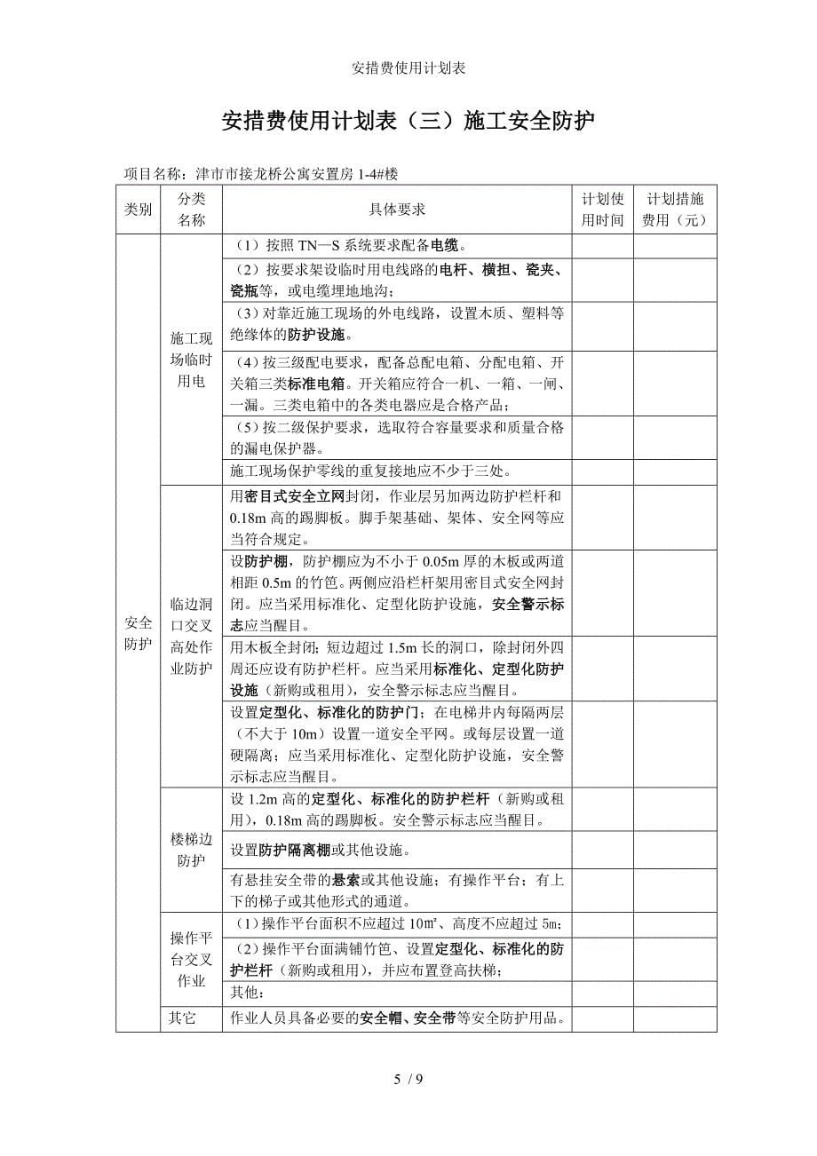 安措费使用计划表_第5页