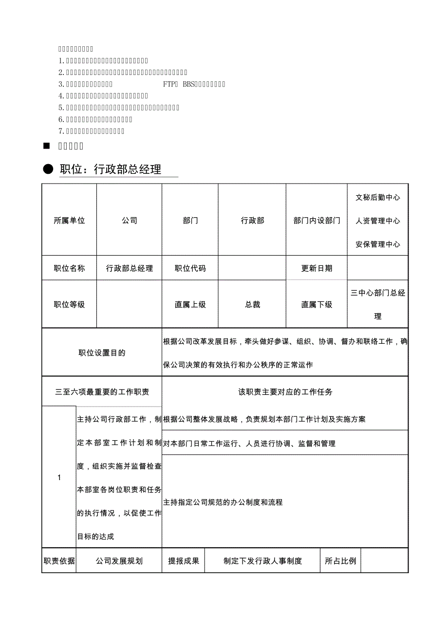 行政部岗位设置与岗位说明书11313_第5页