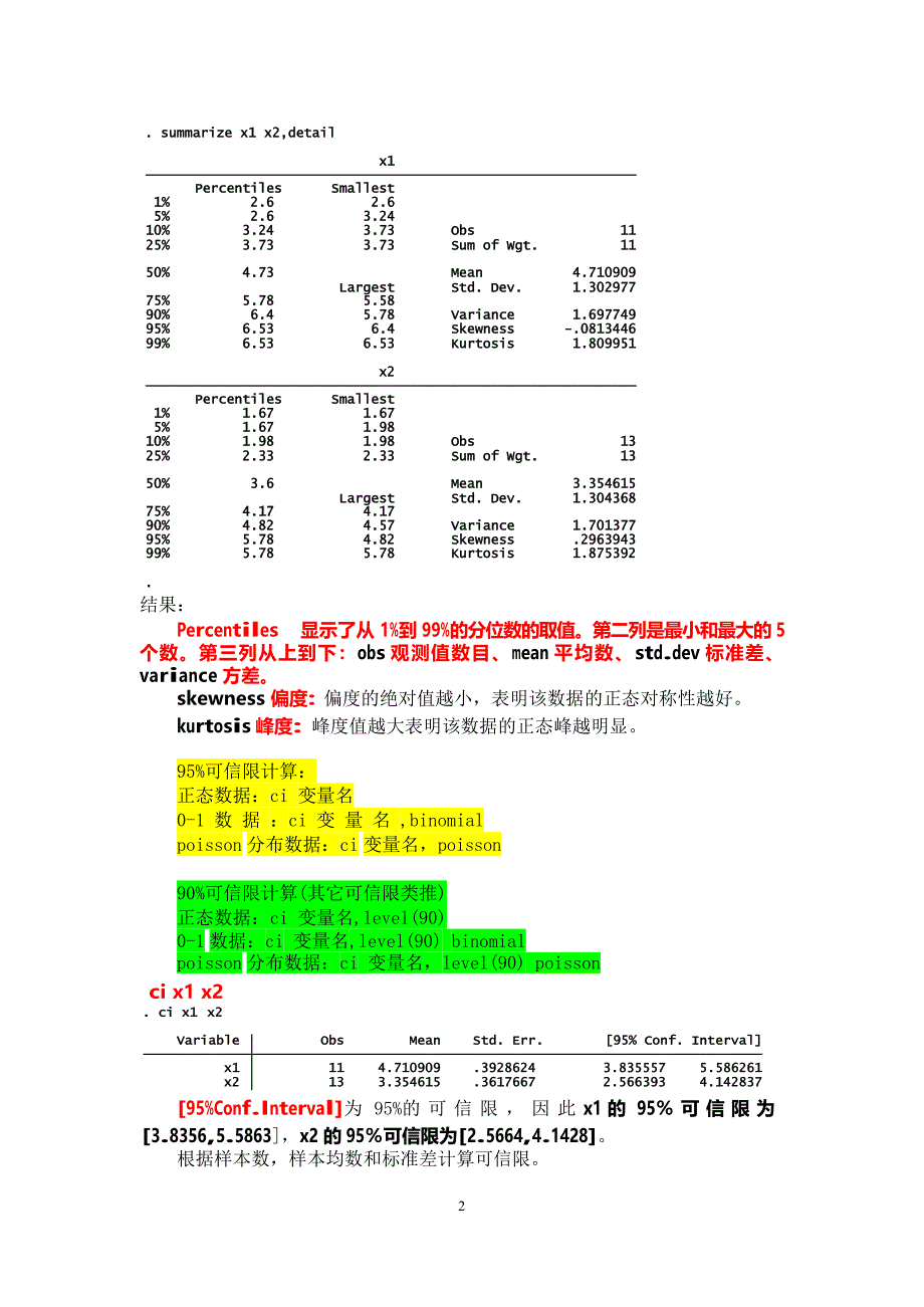 STATA第二章描述性统计命令与输出结果说明(最新整理)_第2页