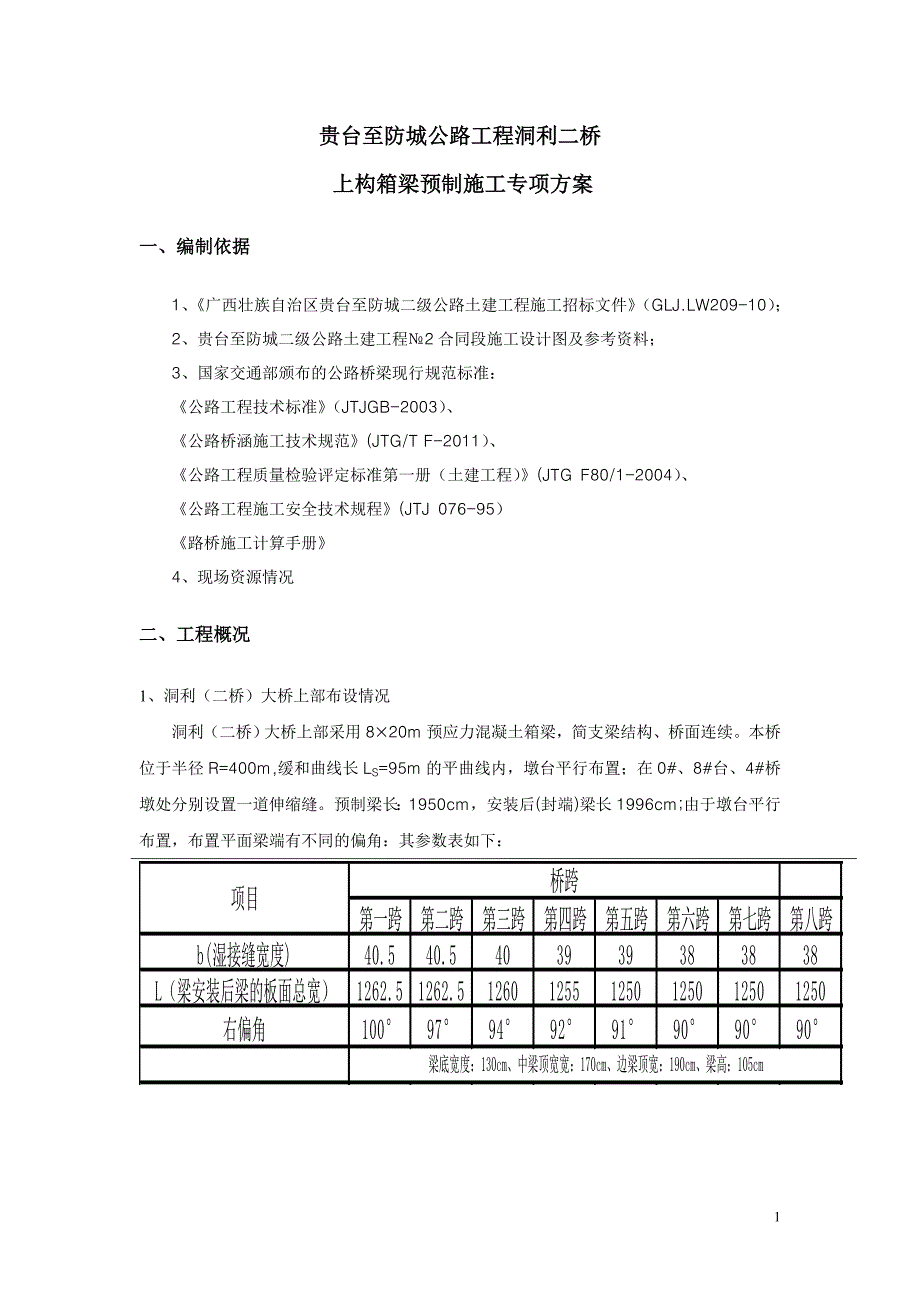 贵防公路梁板预制专案 Microsoft Word 文档_第1页