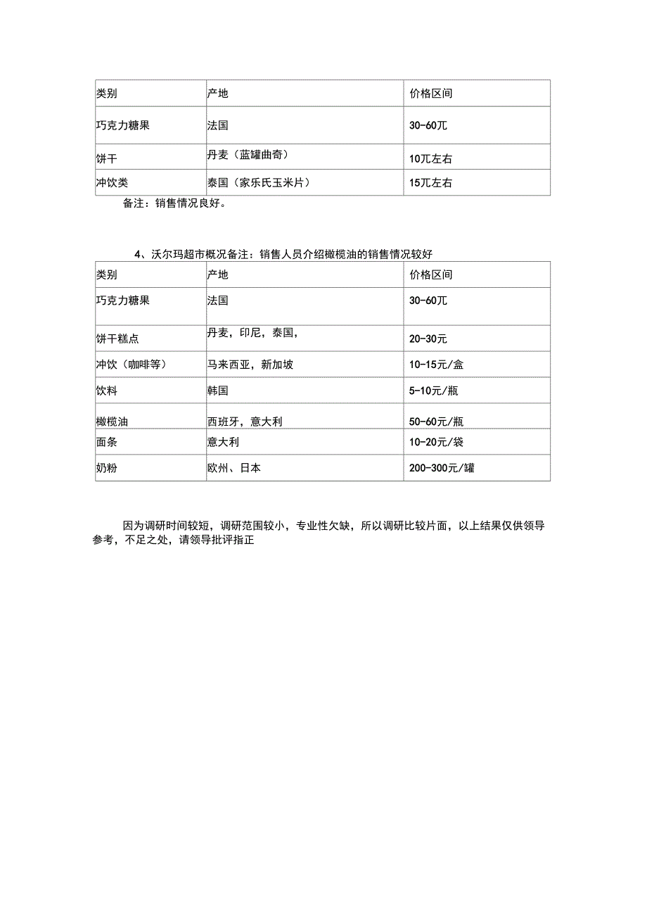 进口食品超市调研情况报告_第3页