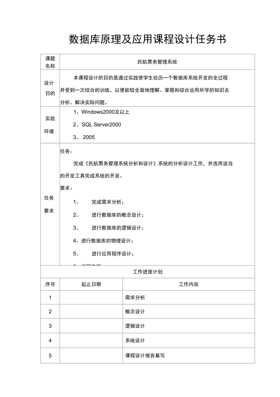 民航票务管理系统分析和设计_第1页