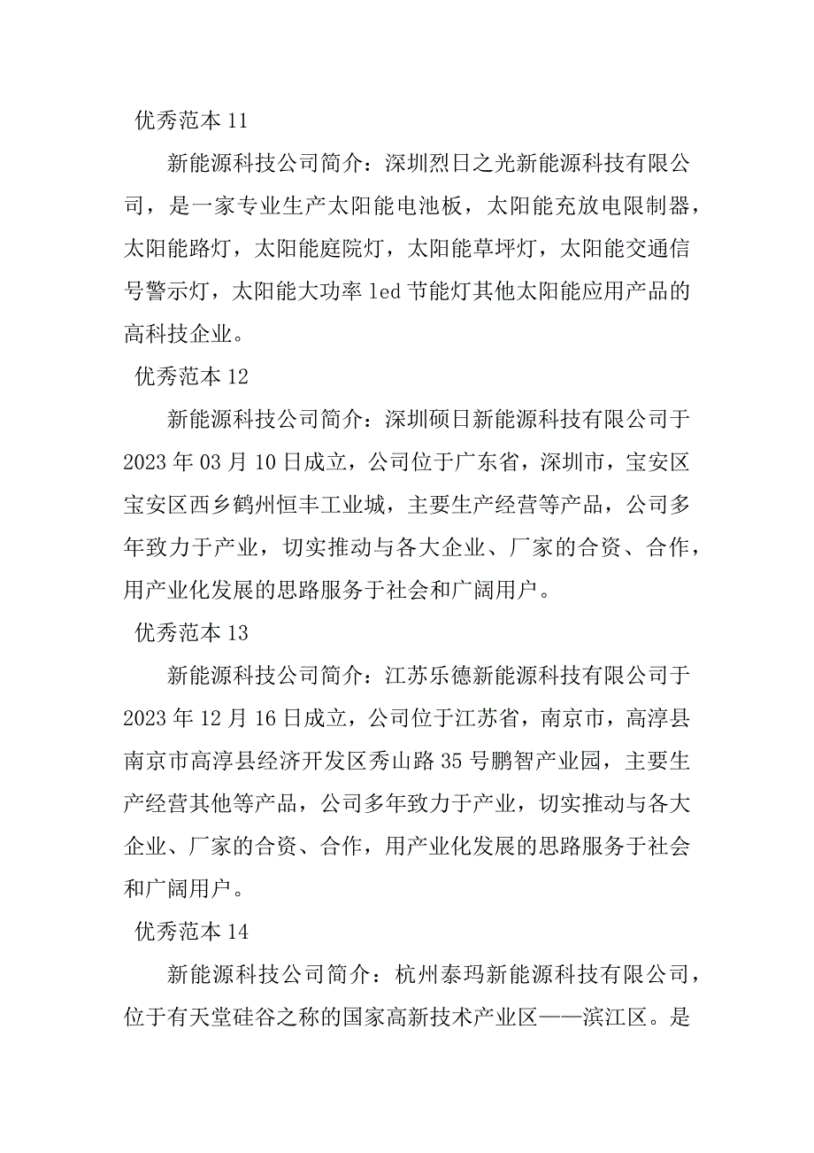 2023年新能源科技公司简介(50个范本)_第4页