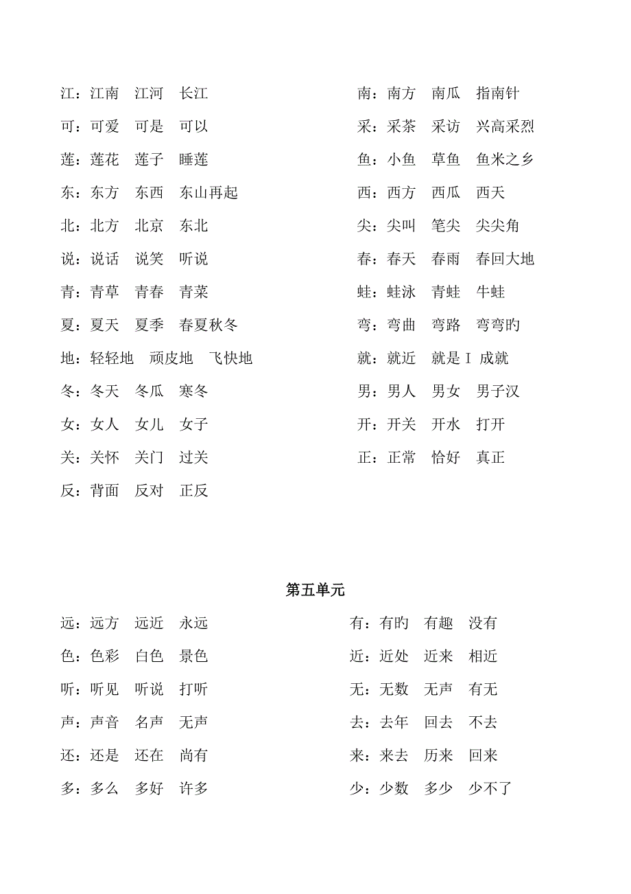 部编一年级语文上册词语汇总_第4页