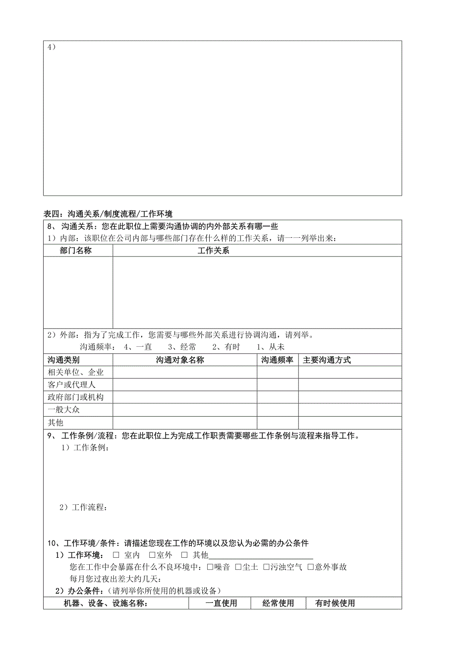 职位分析调查问卷空表与模版_第4页