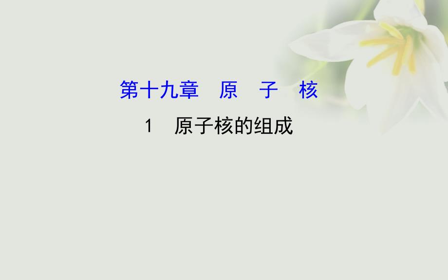 高中物理 第十九章 原子核 1 原子核的组成课件2 新人教版选修3-5_第1页