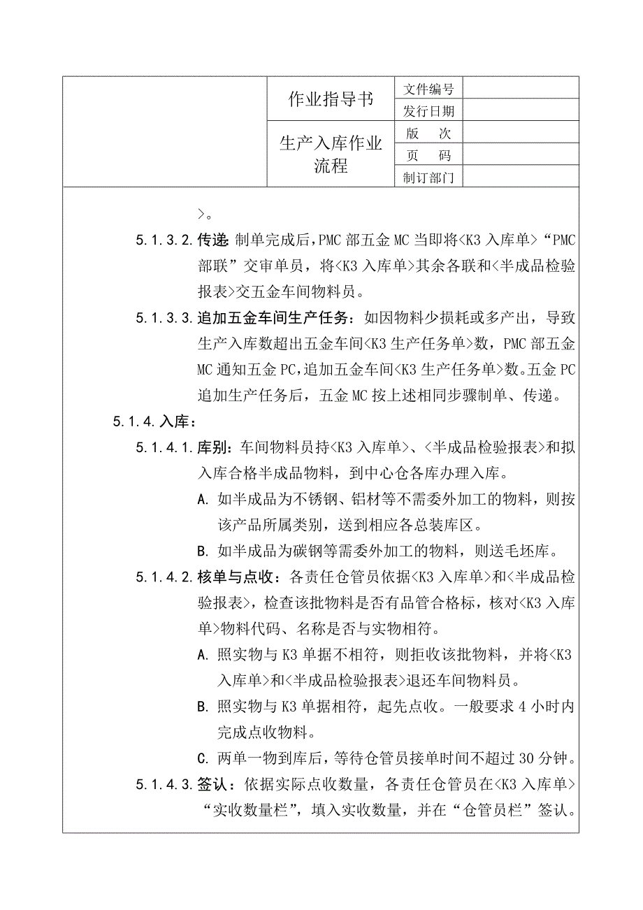 物控管理程序-生产入库作业流程-正文_第3页