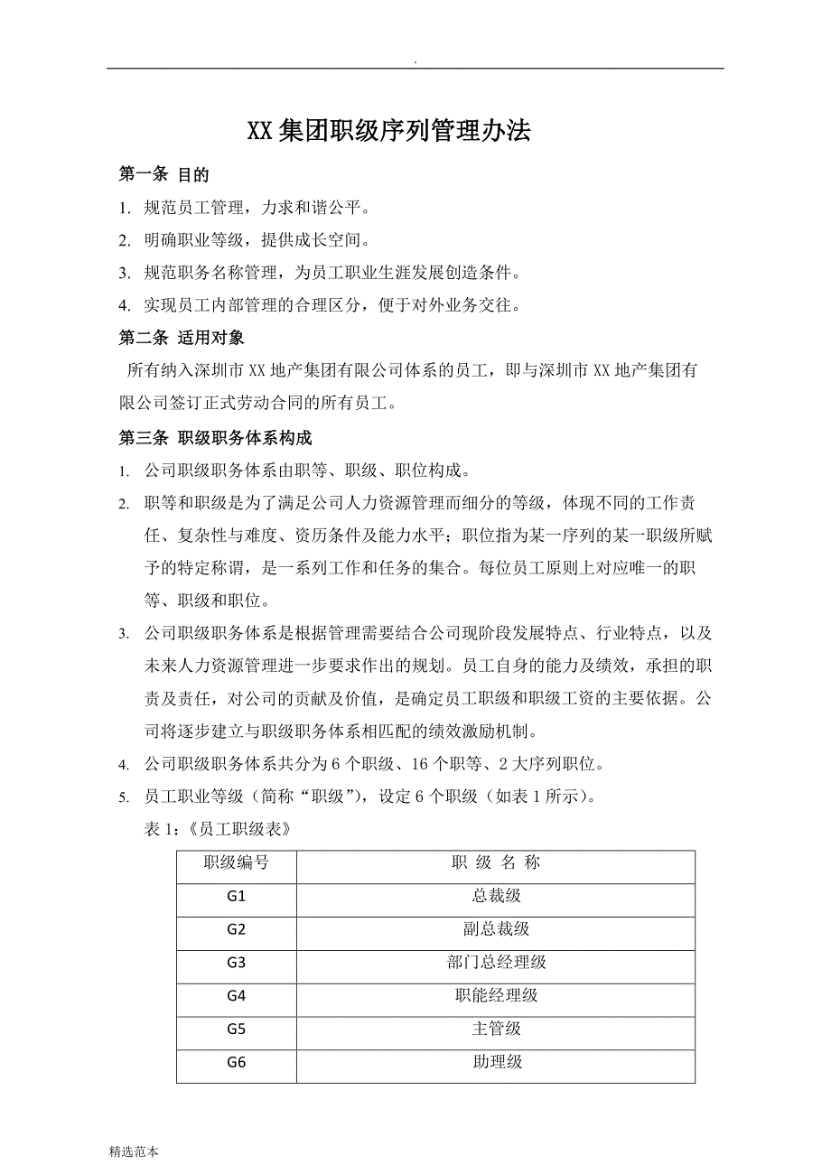 XX集团职级序列管理办法.doc_第1页