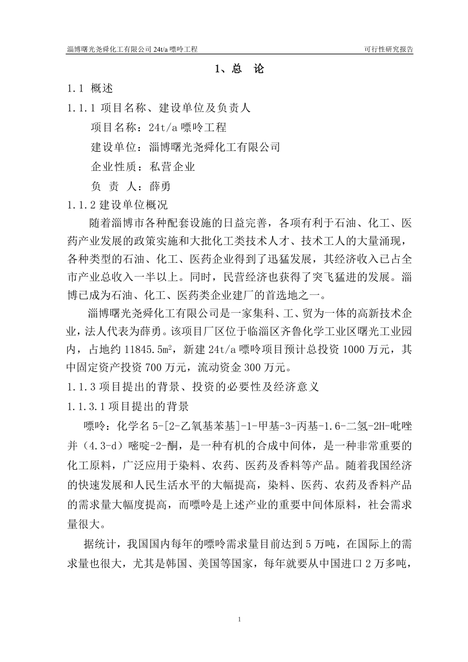 化工有限公司嘌呤工程项目可行性研究报告.doc_第2页