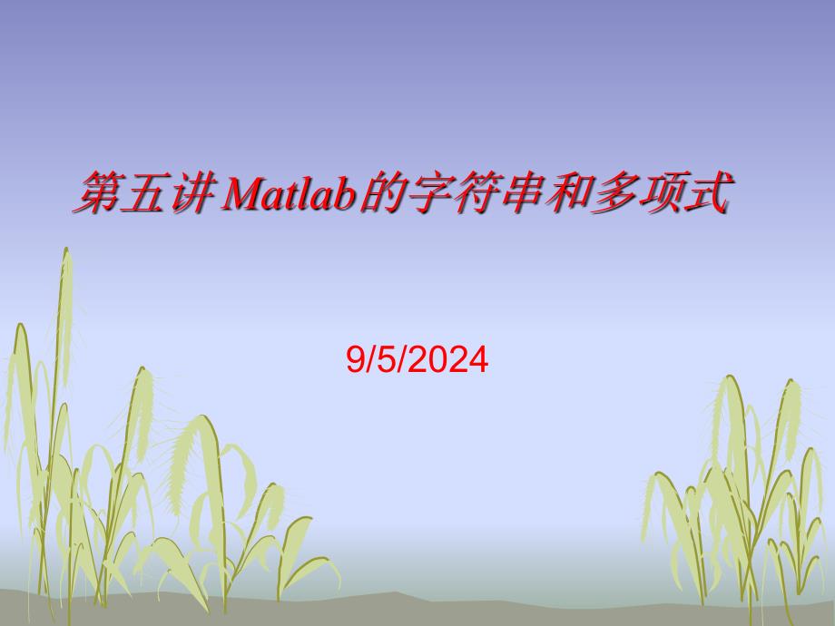 五章节Matlab字符串和多项式_第1页