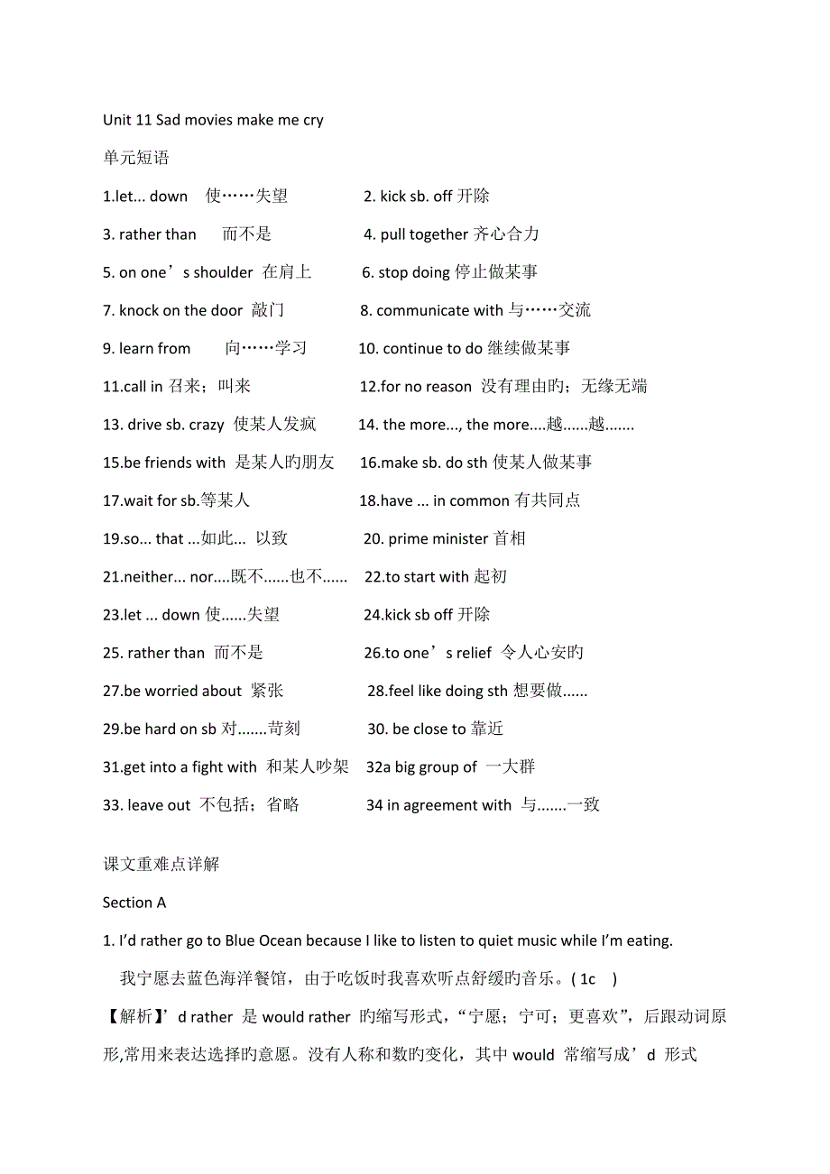 Unit-11-Sad-movies-make-me-cry短语重难点_第1页