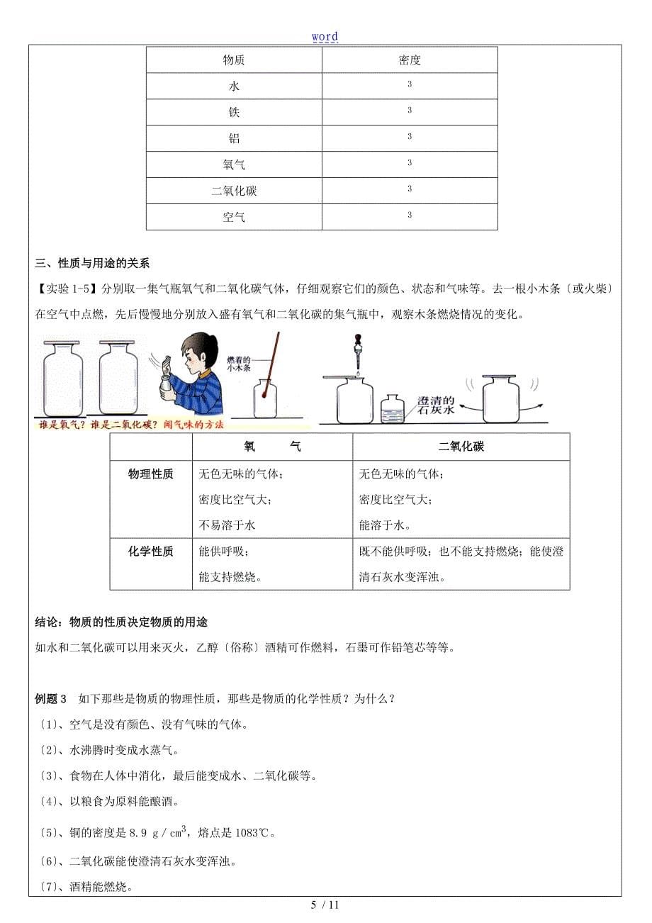 人教版九年级化学讲义-1-1物质地变化和性质_第5页